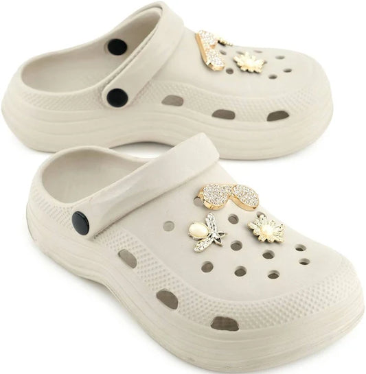 Taş Detaylı Platform Crocs Tarzı Terlik